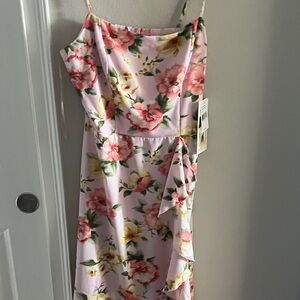 Honey and Rosie Pink Floral Maxi Dress with Yellow Accents